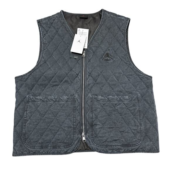 Nike Jordan Flight Heritage Insulated Vest Grey Black Men's Sz Large DV7565-010 - Picture 1 of 7